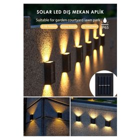 Toptan Bulurum 4 Ledli Solar Çift Taraflı Duvar Lambası Güneş Enerjili Aydınlatma Dekorasyon Işık Aplik