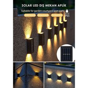 Toptan Bulurum 4 Ledli Solar Çift Taraflı Duvar Lambası Güneş Enerjili Aydınlatma Dekorasyon Işık Aplik