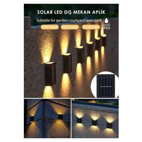 Toptan Bulurum 4 Ledli Solar Çift Taraflı Duvar Lambası Güneş Enerjili Aydınlatma Dekorasyon Işık Aplik