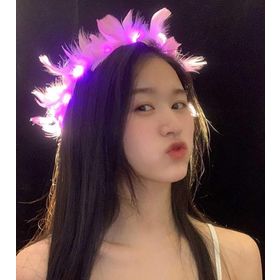 Toptan Bulurum LED Işıklı Rengarenk Yanan 3 Fonksiyonlu Otrişli Pembe Renk 12x12 cm Parti Tacı
