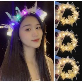 Toptan Bulurum LED Işıklı Rengarenk Yanan 3 Fonksiyonlu Otrişli Renkli 12x12 cm Parti Tacı