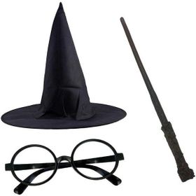 Toptanbulurum 3'lü Harry Potter Şapkası Harry Potter Gözlüğü Harry Potter Asası Set