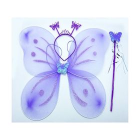 Toptanbulurum 50x37 cm Lila Renk Kelebek Kanadı Tacı ve Sopası