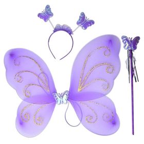 Toptanbulurum 50x37 cm Lila Renk Kelebek Kanadı Tacı ve Sopası