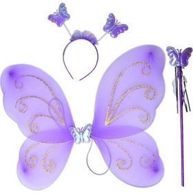 Toptanbulurum 50x37 cm Lila Renk Kelebek Kanadı Tacı ve Sopası