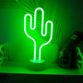 Toptanbulurum Kaktüs Dekoratif Neon Led Masa Gece Lambası