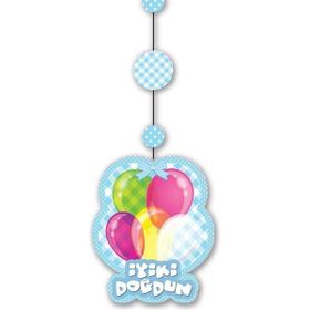 Toptanbulurum Mavi 3'lü 12x45 cm İyiki Doğdun Yazılı Asmalı İp Süs