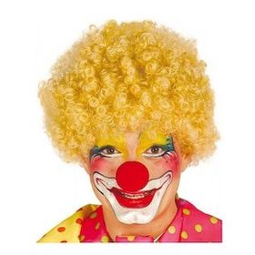 Toptanbulurum Sarı Renk Kıvırcık Afro Bonus Peruk Takma Saç ve Kırmızı Burun Seti