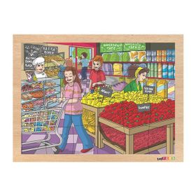 Toptoys 24 Parça Alışveriş Ahşap Puzzle