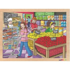 Toptoys 24 Parça Alışveriş Ahşap Puzzle