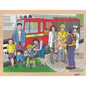 Toptoys CS-7048S 24 Parça Bize Yardım Edenler Ahşap Puzzle
