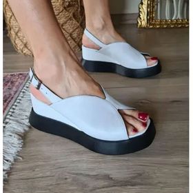 Topukla 022 20633 Beyaz Deri Kadın Sandalet