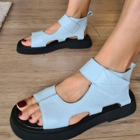 Topukla 022 20755 Mavi Siyah Taban Kadın Sandalet