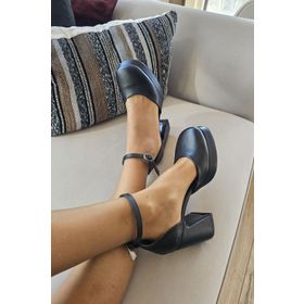 Topukla 024 21 Siyah Cilt Platform Kadın Abiye Ayakkabı