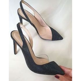 Topukla 036 4169 Siyah Taşlı Arkası Açık Kadın Stiletto Ayakkabı