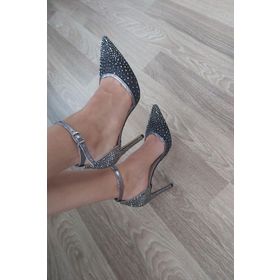 Topukla 036 4199 Platin Taşlı 10 cm Kadın Abiye Ayakkabı