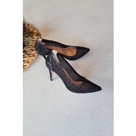 Topukla 036 4268 Siyah Taşlı 8 cm Kadın Abiye Ayakkabı