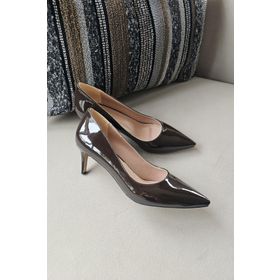 Topukla 036 450 Kahve Rugan Kadın Stilletto Ayakkabı