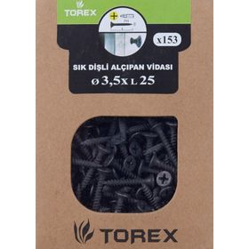Torex 3.5X25 mm Siyah Sık Dişli Alçıpan Vidası