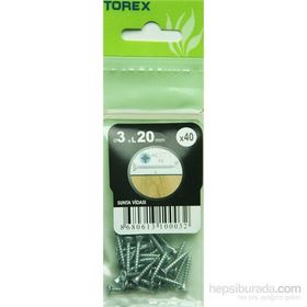 Torex DIN 7505 3x20 mm 40lı Sunta Vidası