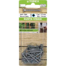 Torex DIN 7505 Kutu 3,5 mm 3,5x30 mm Sunta Vidası