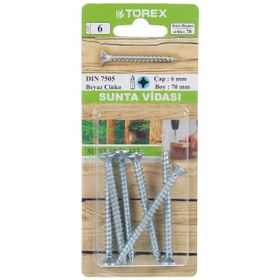 Torex DIN 7505 Kutu 6 mm 6x70 mm Sunta Vidası