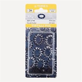 Torex M8 DIN 6798 Siyah Fosfat Tırtıllı Pul