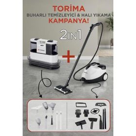 Torima CX-002B Beyaz Halı ve Koltuk Yıkama Makinesi + CB-08C Çok Fonksiyonlu Buharlı Temizleyici