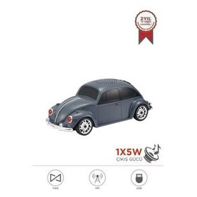 Torima D-49 Gri Araba Voswos Retro Tasarım USB TF FM Bluetooth Hoparlör