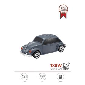 Torima D-49 Gri Araba Voswos Retro Tasarım USB TF FM Bluetooth Hoparlör