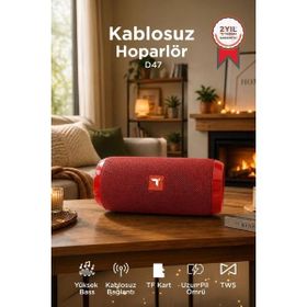 Torima D47 Kırmızı Kablosuz Taşınabilir TWS Bluetooth Hoparlör