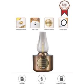Torima D53 Bakır Altın Vintage Gaz Lambası Taşınabilir Bluetooth Speaker