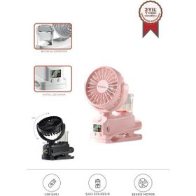 Torima F-14 Pembe Dijital Ekranlı Şarjlı Su Kapasiteli Mini Masa Fan Vantilatör