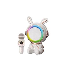 Torima KIDMIC-05 Beyaz RGB Tavşan Figürlü Mikrofonlu Karaoke Bluetooth Hoparlör