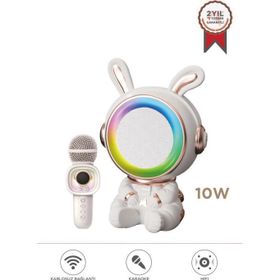 Torima KIDMIC-05 Beyaz RGB Tavşan Figürlü Mikrofonlu Karaoke Bluetooth Hoparlör