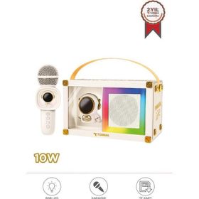 Torima KIDMIC-06 Beyaz RGB Astronot Figürlü Mikrofonlu Karaoke Bluetooth Hoparlör