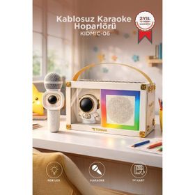 Torima KIDMIC-06 Beyaz RGB Astronot Figürlü Mikrofonlu Karaoke Bluetooth Hoparlör