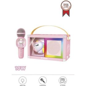 Torima Kidmic-07 Pembe RGB Unikorn Figürlü Mikrofonlu Karaoke Bluetooth Hoparlör