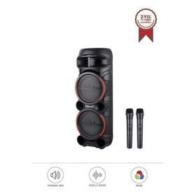 Torima KTS-2058 Siyah Çift Mikrofonlu RGB Ledli Taşınabilir Bluetooth Hoparlör