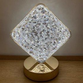 Torima LW-25 Dekoratif Şarjlı Kare Kristal Elmas Masa Lambası Dokunmatik Romantik Akrilik Led Gece Lambası