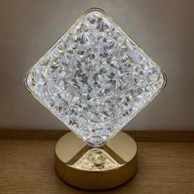 Torima LW-25 Dekoratif Şarjlı Kare Kristal Elmas Masa Lambası Dokunmatik Romantik Akrilik Led Gece Lambası
