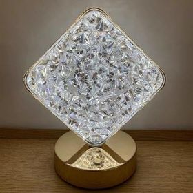 Torima LW-25 Dekoratif Şarjlı Kare Kristal Elmas Masa Lambası Dokunmatik Romantik Akrilik Led Gece Lambası