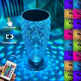 Torima LW-8 Dekoratif Şarjlı Kristal Vazo Elmas Masa Lambası Dokunmatik Romantik Akrilik Led Gece Lambası