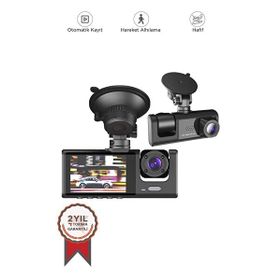 Torima TA-01 Siyah 1080P Araç İçi 3 Kameralı Lcd Ekranlı Gece Görüşlü G-sensör Geri Görüş Kameralı Yol Kayıt Araç Kamerası