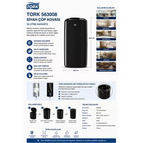 Tork 563008 Siyah 50 lt Çöp Kovası