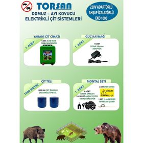Torsan Eko 1000 Adaptörlü 220V Domuz Ayı Kovucu 1000 mt Elektrikli Çit Sistemi