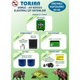 Torsan Eko 1000 Domuz Ayı Kovucu 1000 mt Güneş Panelli Elektrikli Çit Sistemi