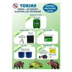 Torsan Eko 1000 Domuz Ayı Kovucu 1000 mt Güneş Panelli Elektrikli Çit Sistemi
