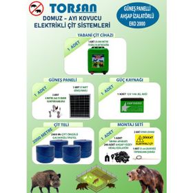 Torsan Eko 2000 Domuz Ayı Kovucu 2000 mt Güneş Panelli Elektrikli Çit Sistemi