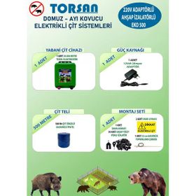Torsan Eko 500 Adaptörlü 220V Domuz Ayı Kovucu 500 mt Elektrikli Çit Sistemi